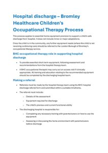 Hospital Discharge – Bromley Healthcare Children's Occupational Therapy ...